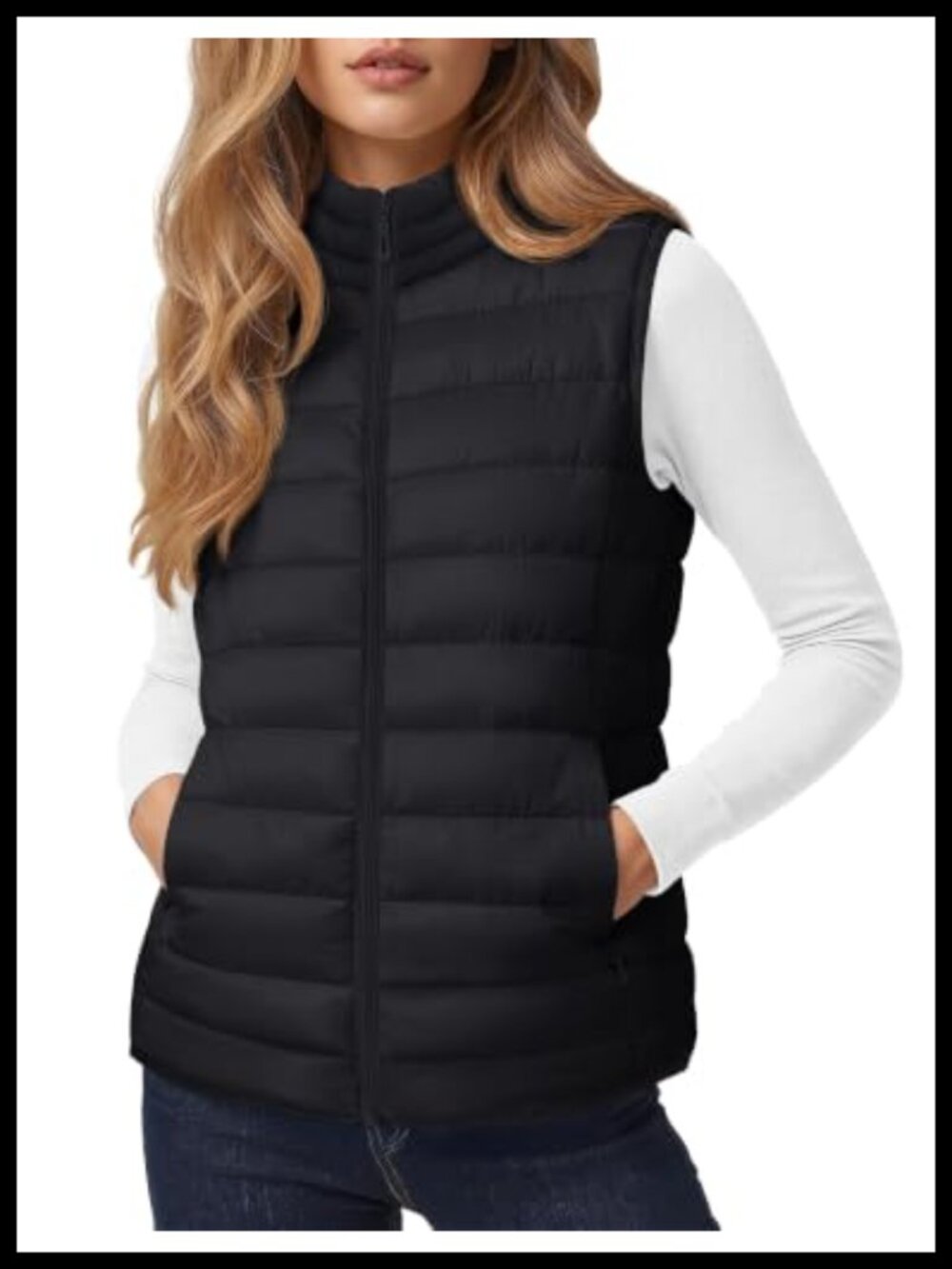 Lightweight Quilted Puffer Vest Zip-Up Sleeveless Puffy Jacket